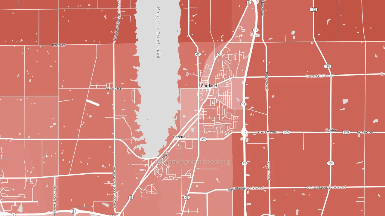 Cortland, OH block-group political-lean map