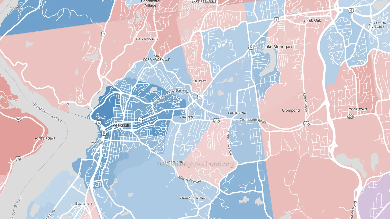 Cortlandt Manor, NY block-group political-lean map