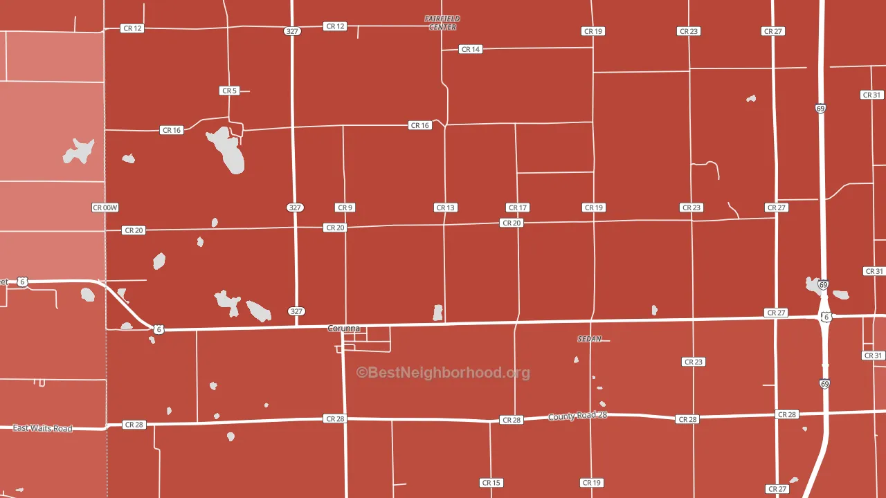 Corunna, IN block-group political-lean map