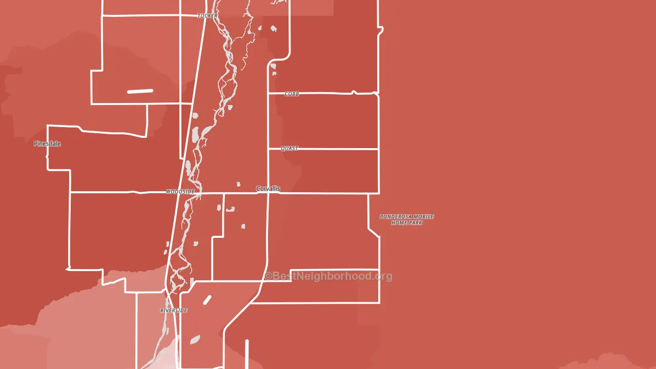 Corvallis, MT block-group political-lean map