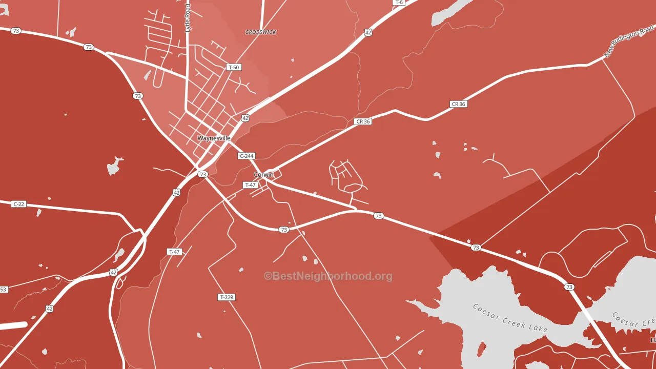 Corwin, OH block-group political-lean map