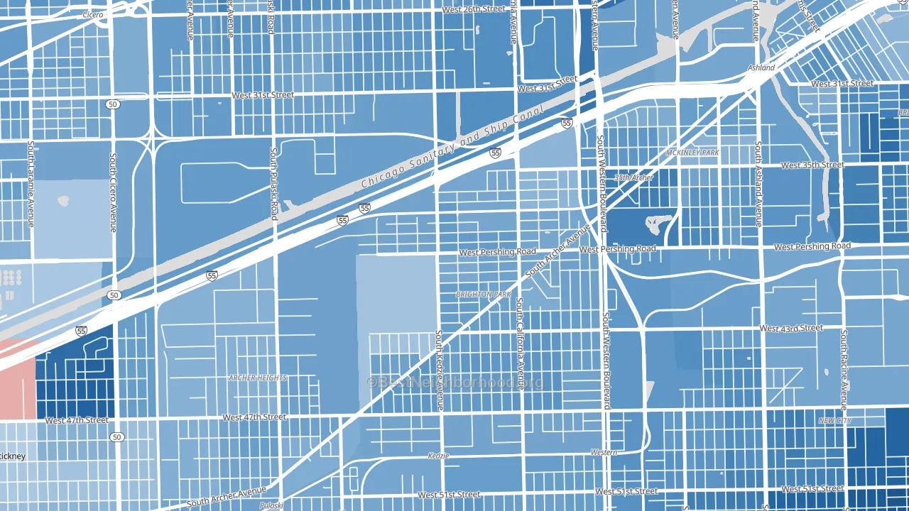 Corwith, Chicago, IL block-group political-lean map