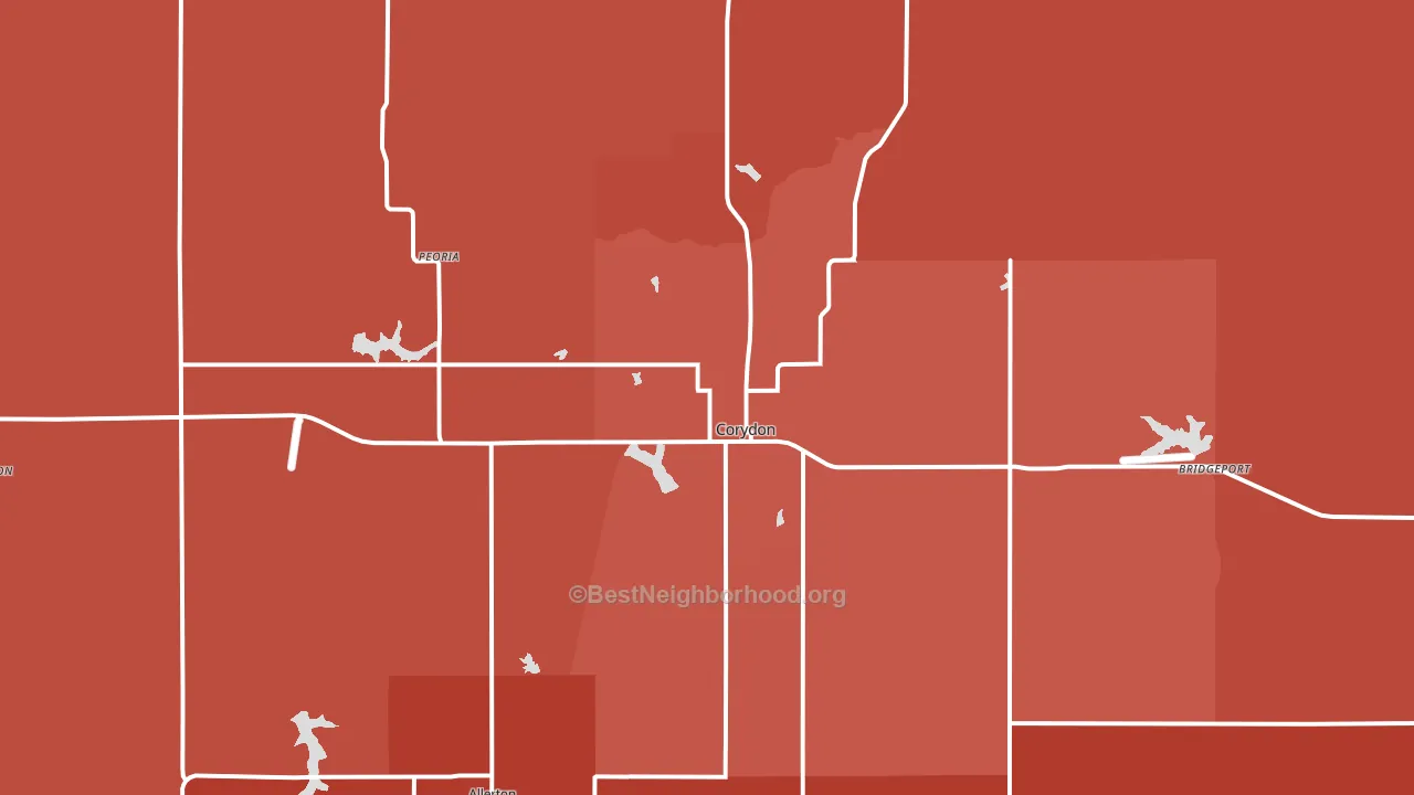 Corydon, IA block-group political-lean map