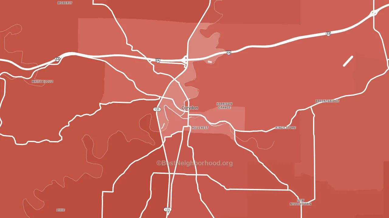 Corydon, IN block-group political-lean map