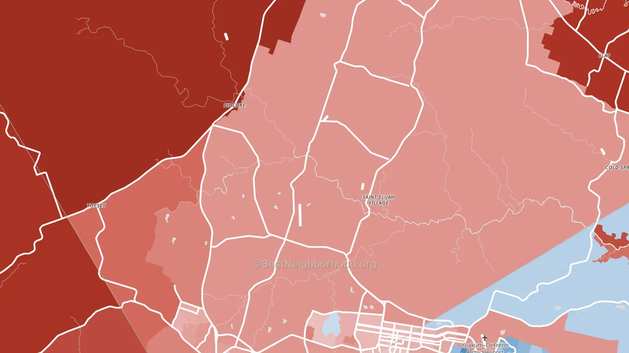 Coryell County, TX block-group political-lean map