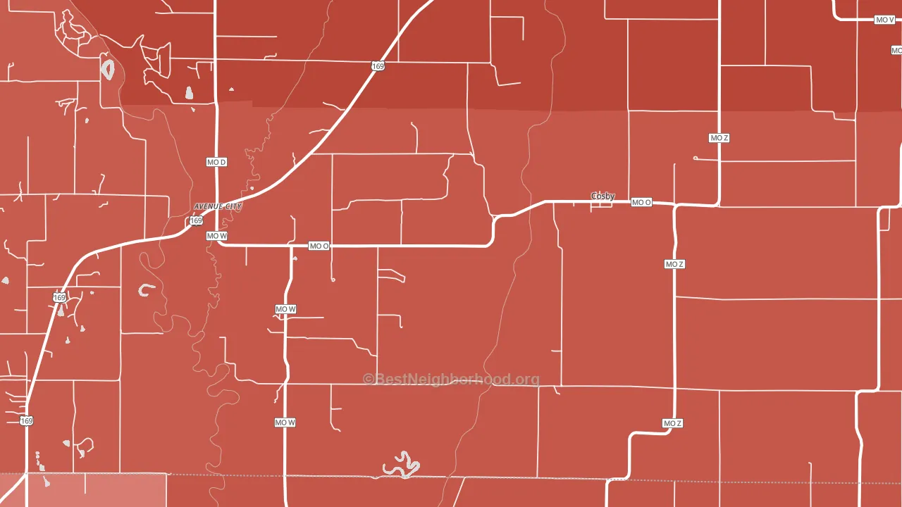 Cosby, MO block-group political-lean map