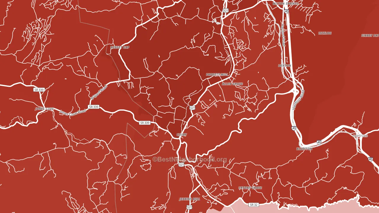 Cosby, TN block-group political-lean map