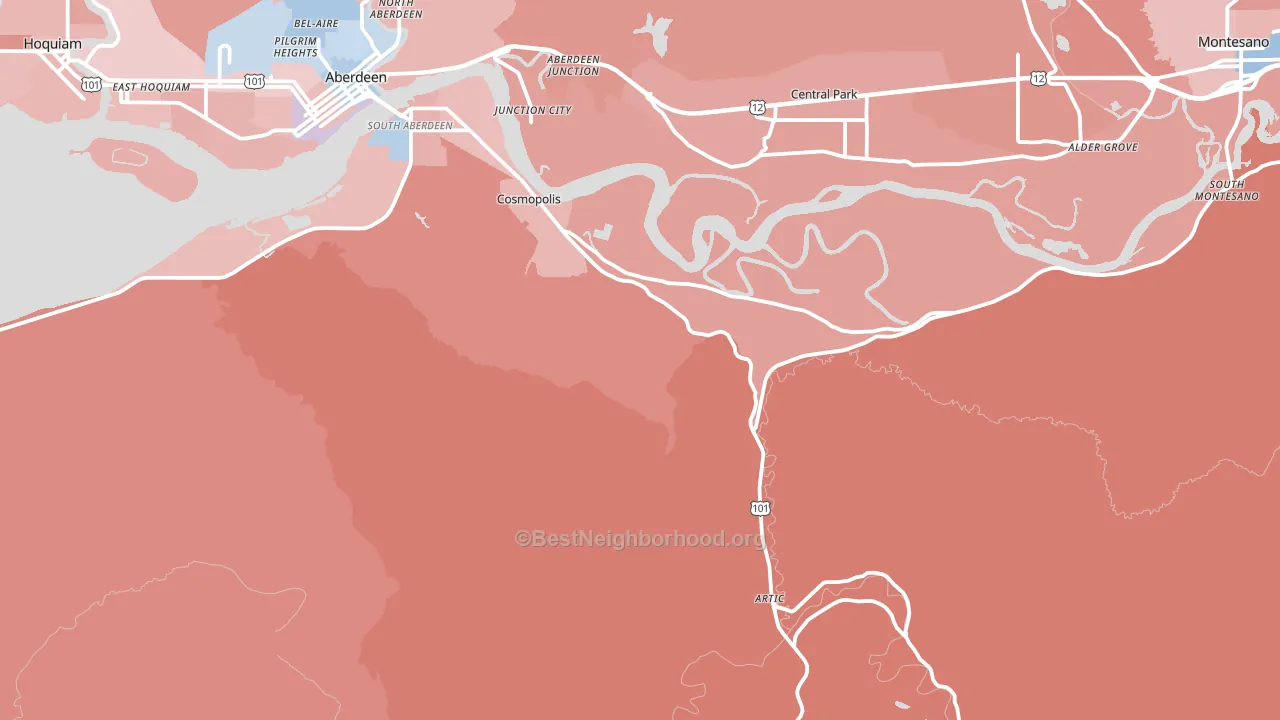 Cosmopolis, WA block-group political-lean map