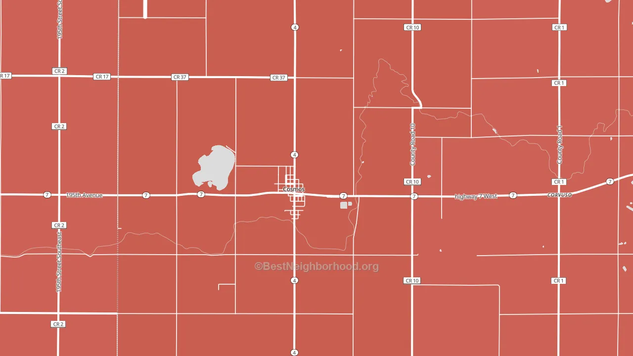 Cosmos, MN block-group political-lean map