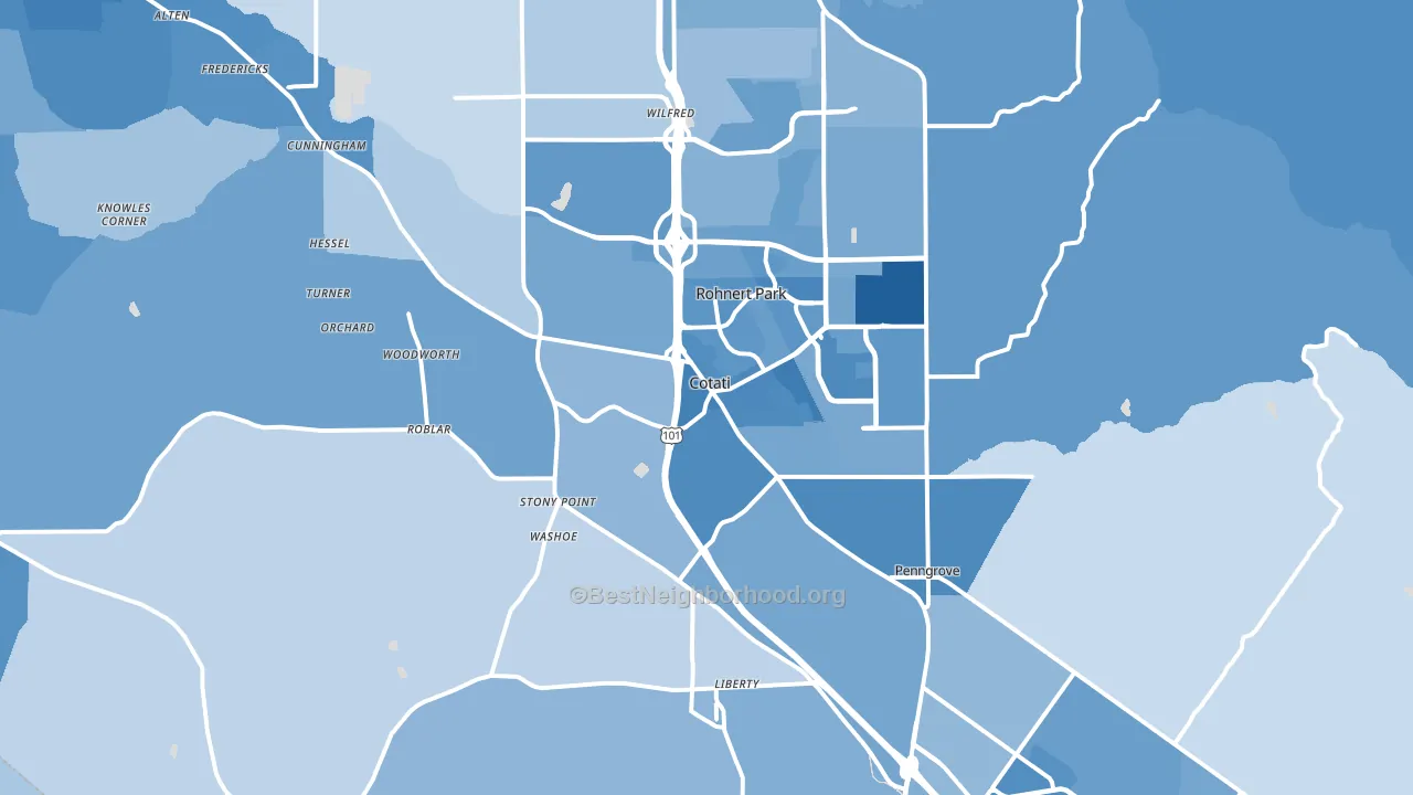 Cotati, CA block-group political-lean map