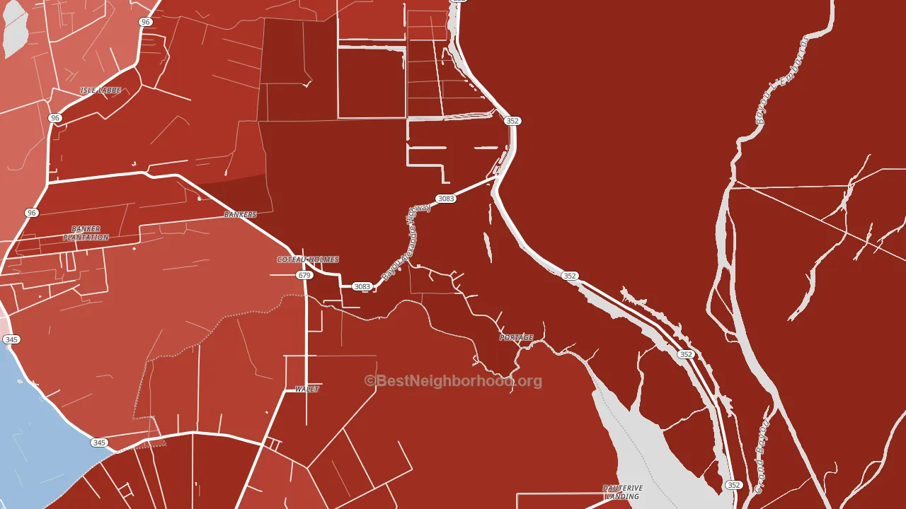 Coteau Holmes, LA block-group political-lean map