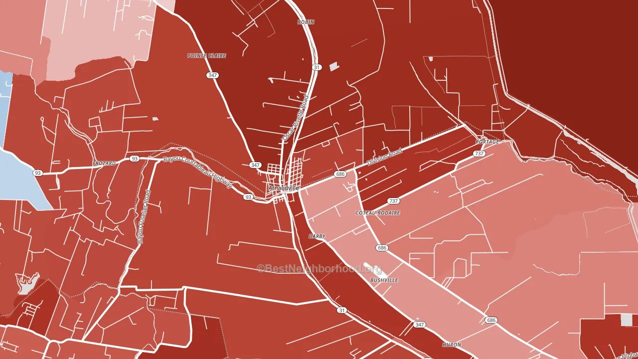 Coteau Rodaire, LA block-group political-lean map