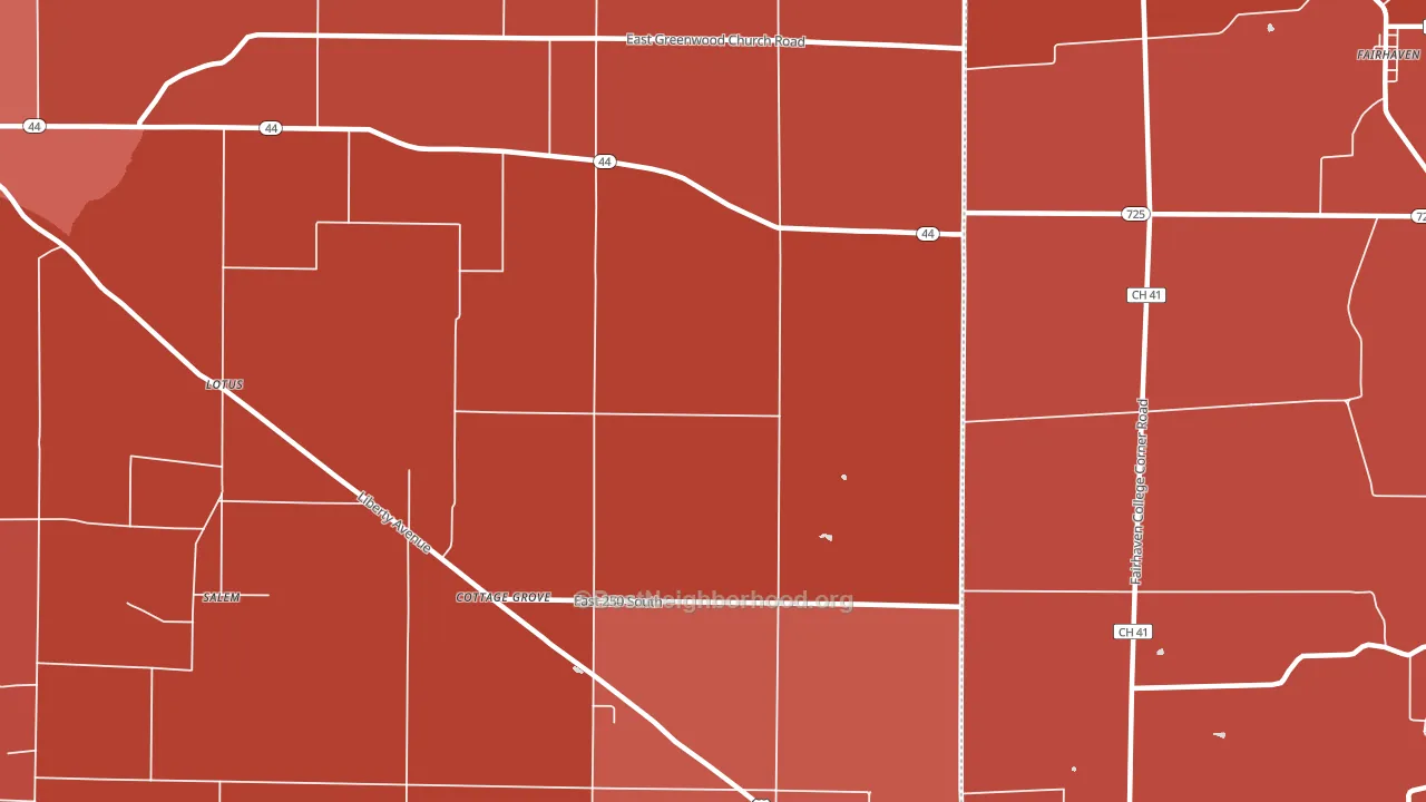 Cottage Grove, IN block-group political-lean map