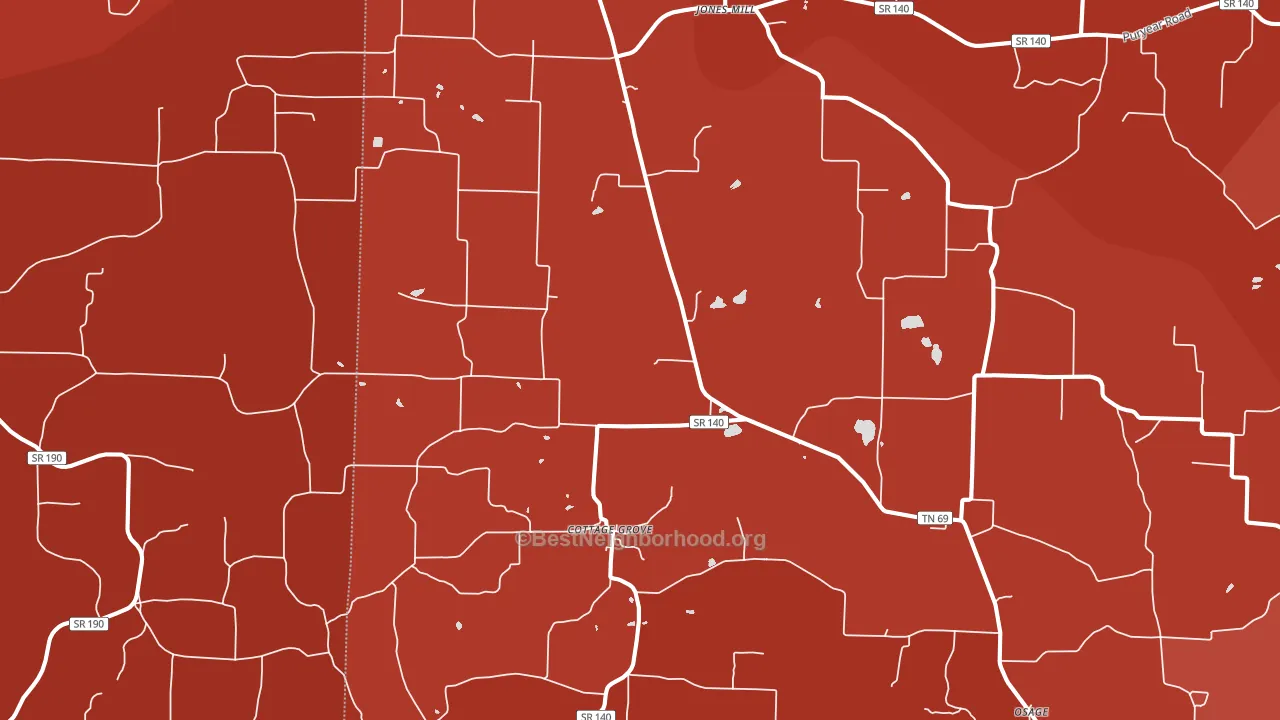 Cottage Grove, TN block-group political-lean map
