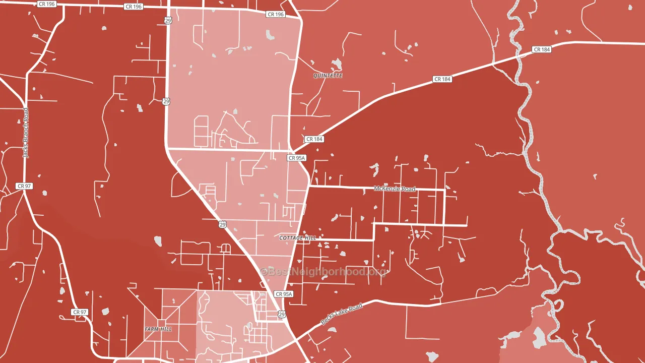 Cottage Hill, FL block-group political-lean map