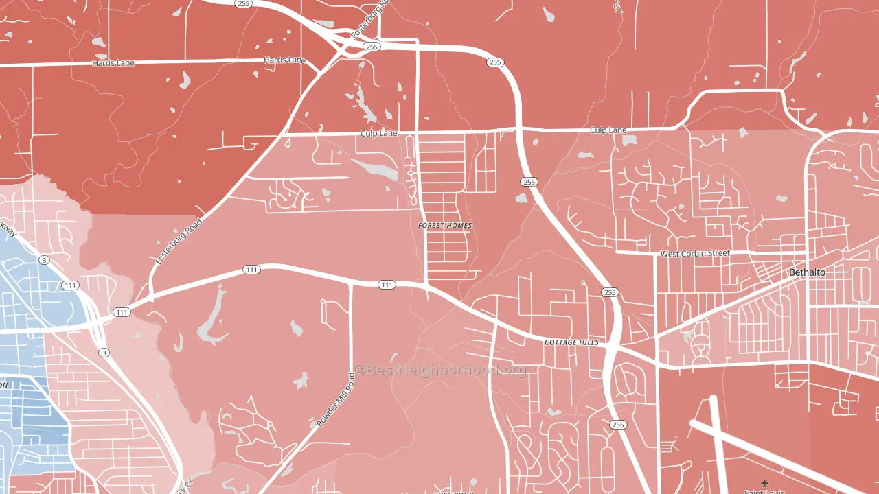 Cottage Hills, IL block-group political-lean map