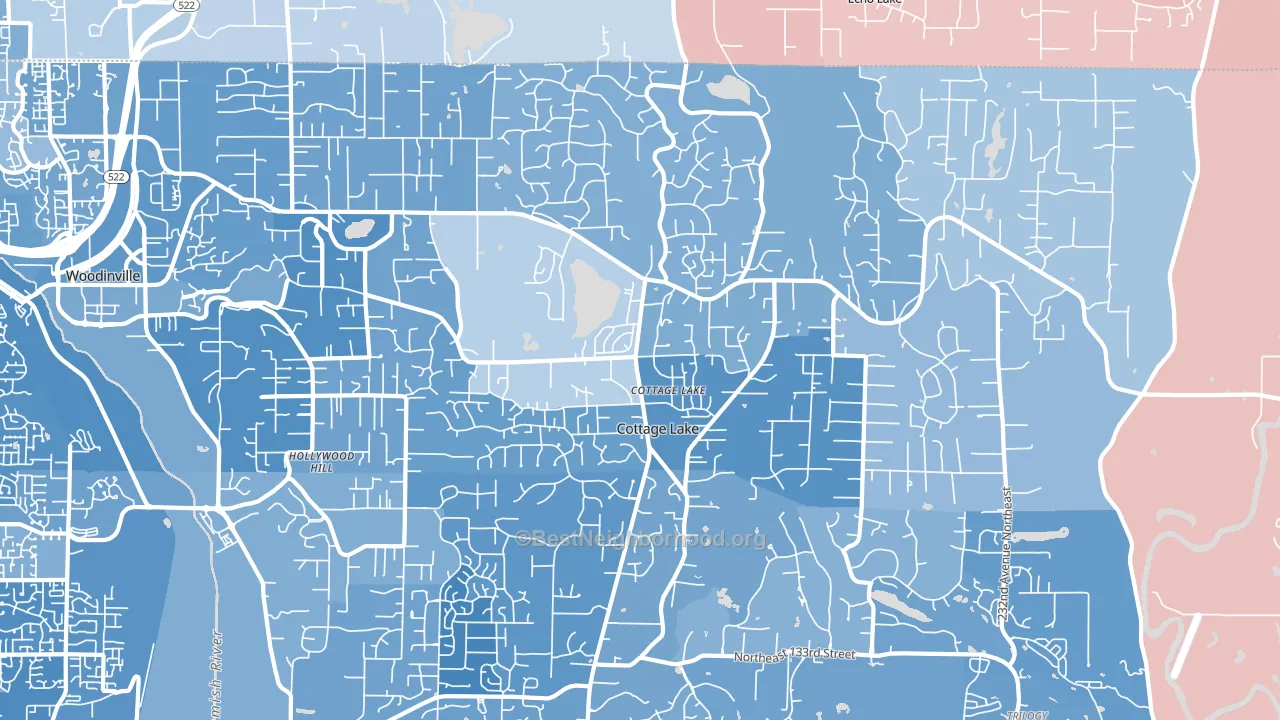 Cottage Lake, WA block-group political-lean map