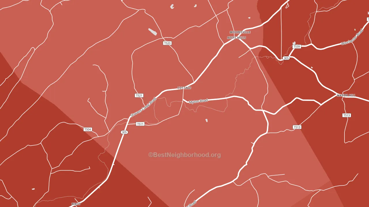 Cottage, PA block-group political-lean map
