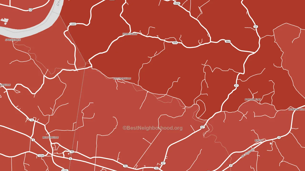 Cottageville, KY block-group political-lean map