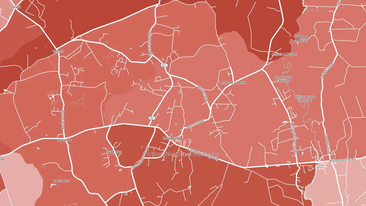 Cottageville, SC block-group political-lean map
