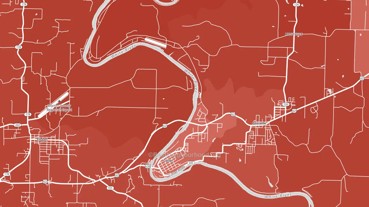 Cotter, AR block-group political-lean map