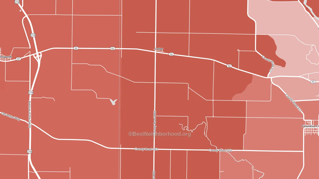 Cotter, IA block-group political-lean map