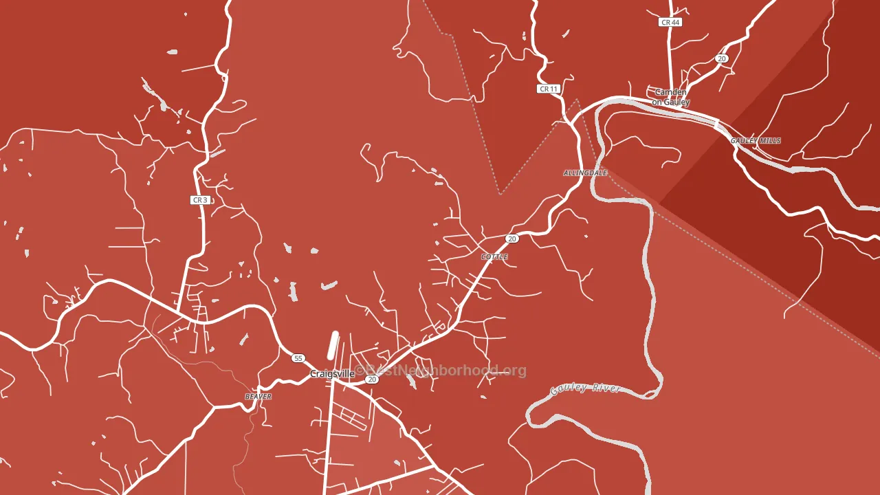 Cottle, WV block-group political-lean map