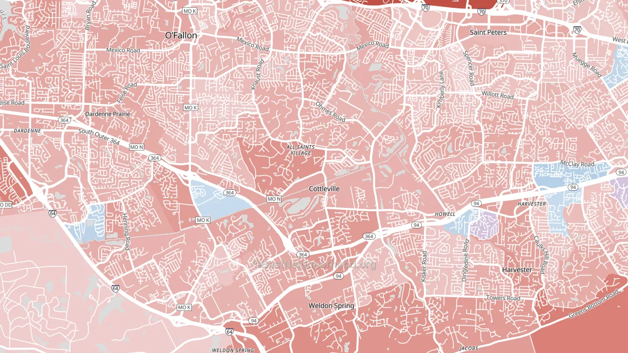 Cottleville, MO block-group political-lean map