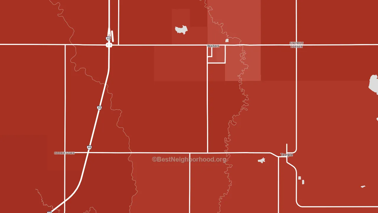 Cotton County, OK block-group political-lean map