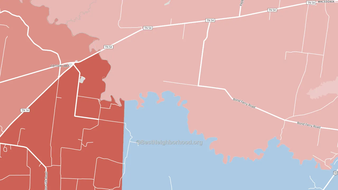 Cotton Lake, TN block-group political-lean map