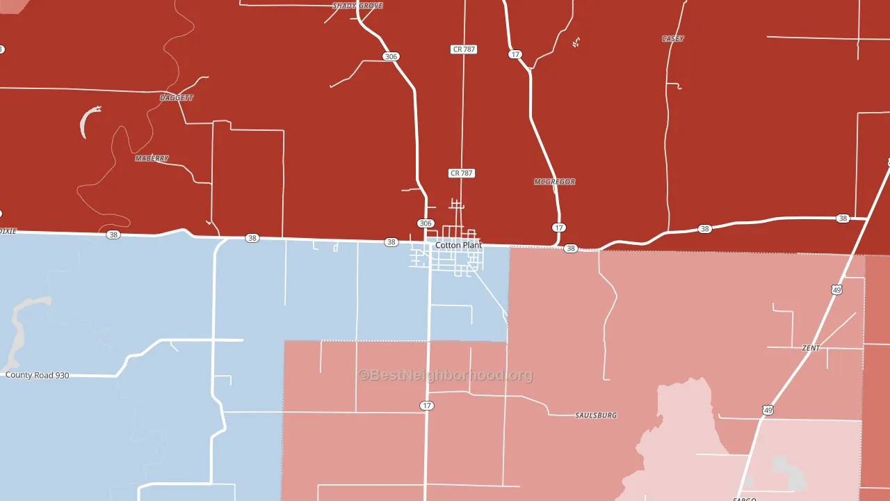 Cotton Plant, AR block-group political-lean map