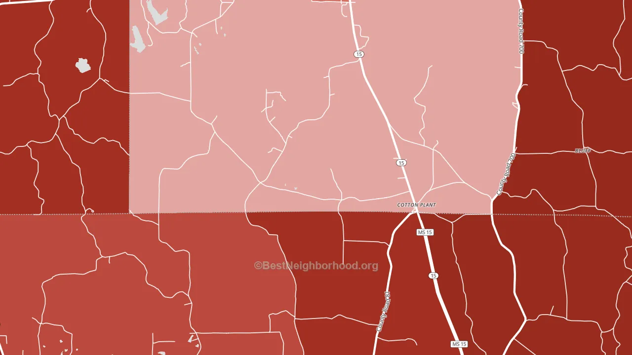 Cotton Plant, MS block-group political-lean map