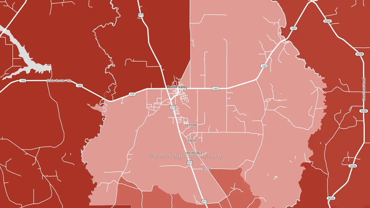 Cotton Valley, LA block-group political-lean map