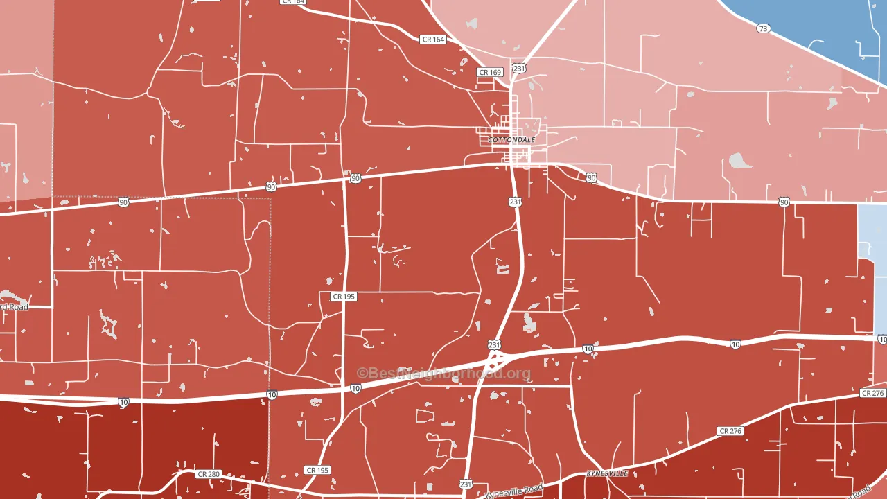 Cottondale, FL block-group political-lean map