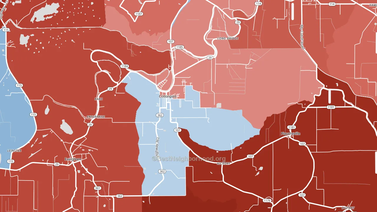 Cottonport, LA block-group political-lean map