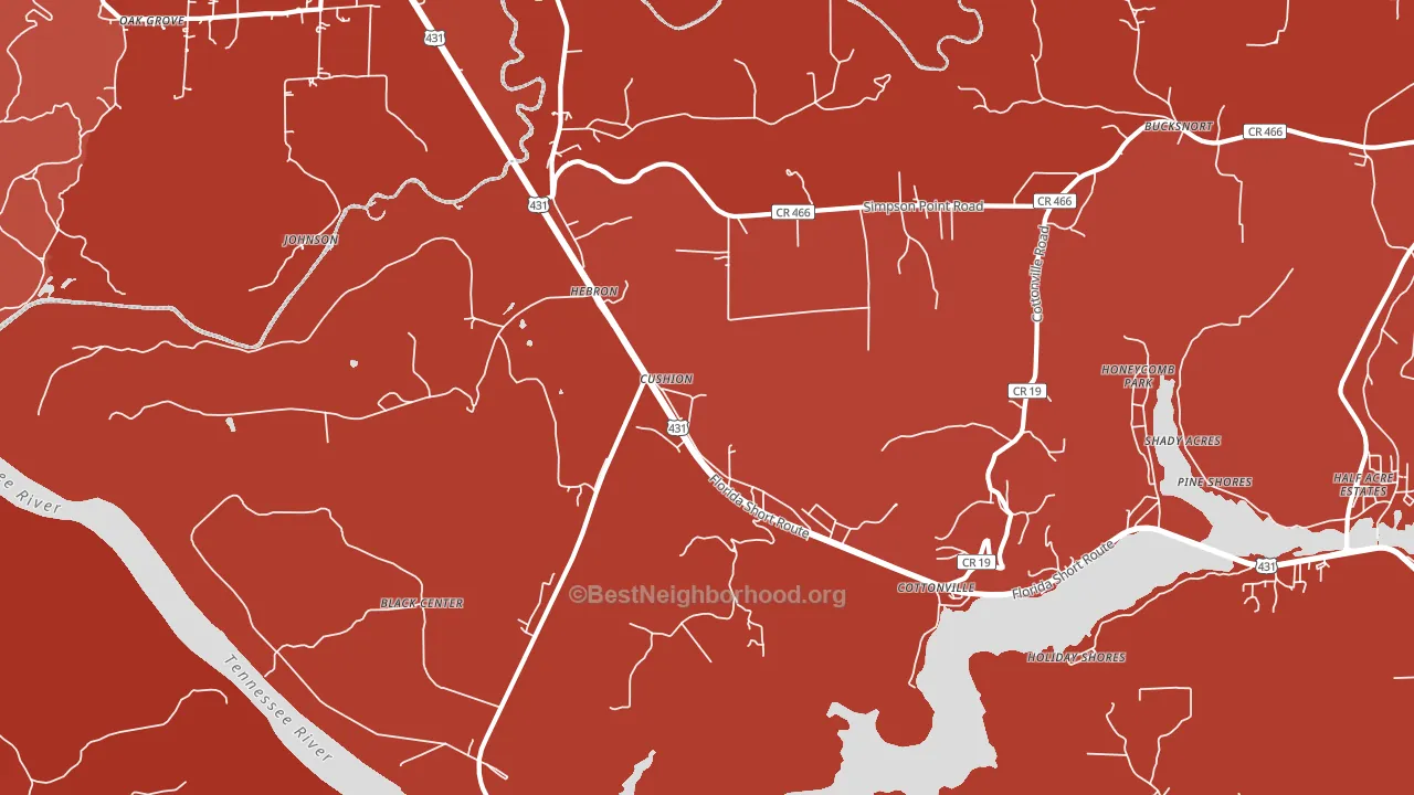 Cottonville, AL block-group political-lean map