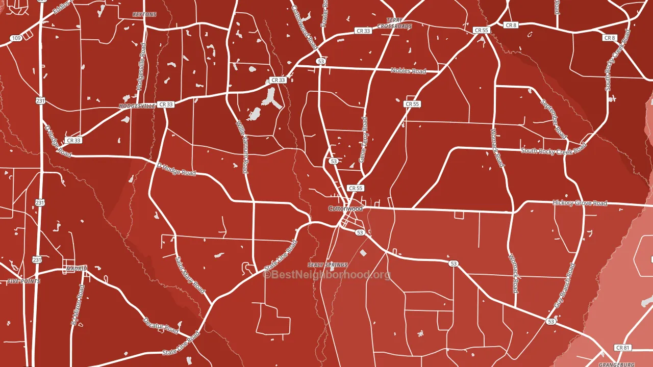 Cottonwood, AL block-group political-lean map