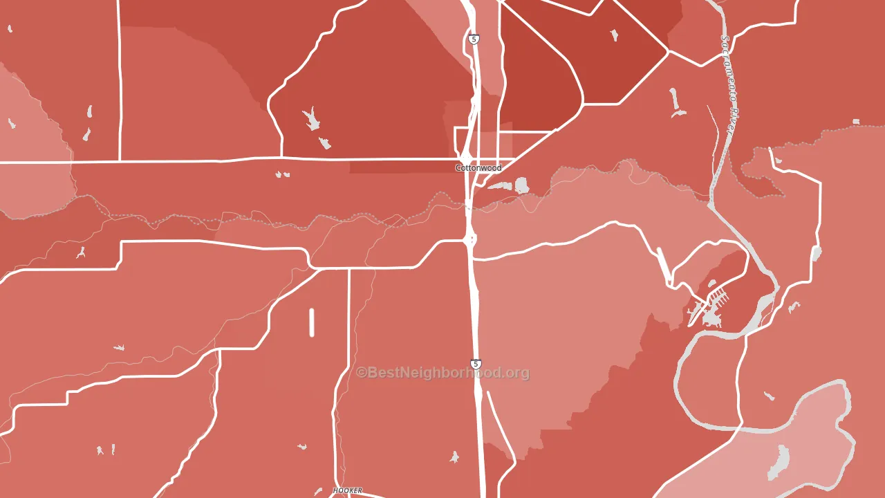 Cottonwood, CA block-group political-lean map