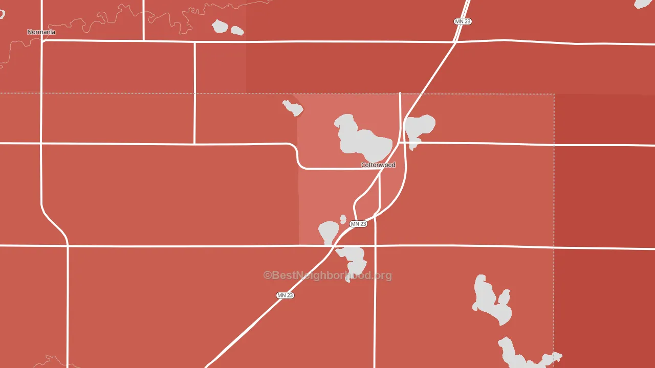 Cottonwood, MN block-group political-lean map