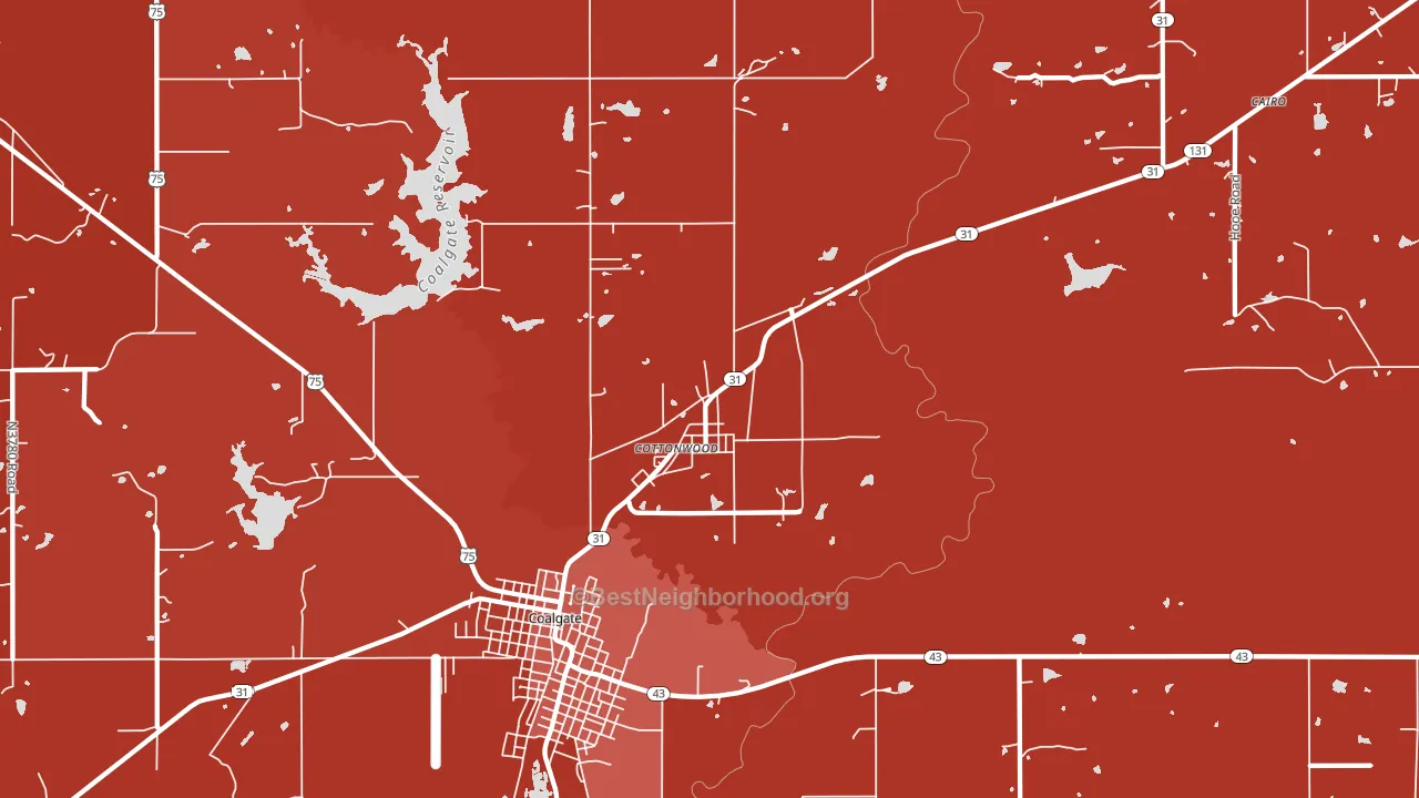 Cottonwood, OK block-group political-lean map