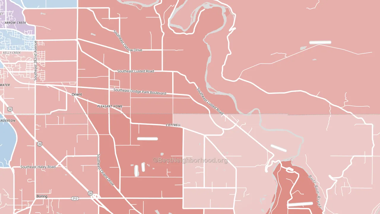 Cottrell, OR block-group political-lean map
