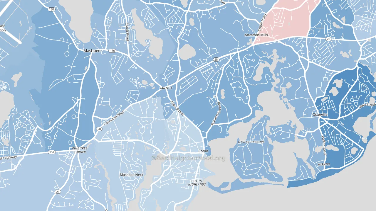 Cotuit, MA block-group political-lean map
