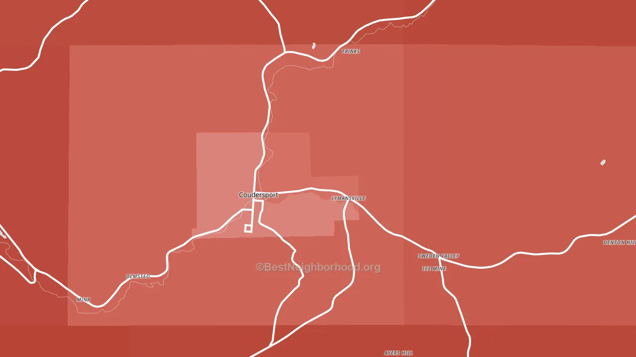 Coudersport, PA block-group political-lean map