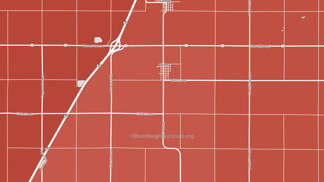 Coulter, IA block-group political-lean map