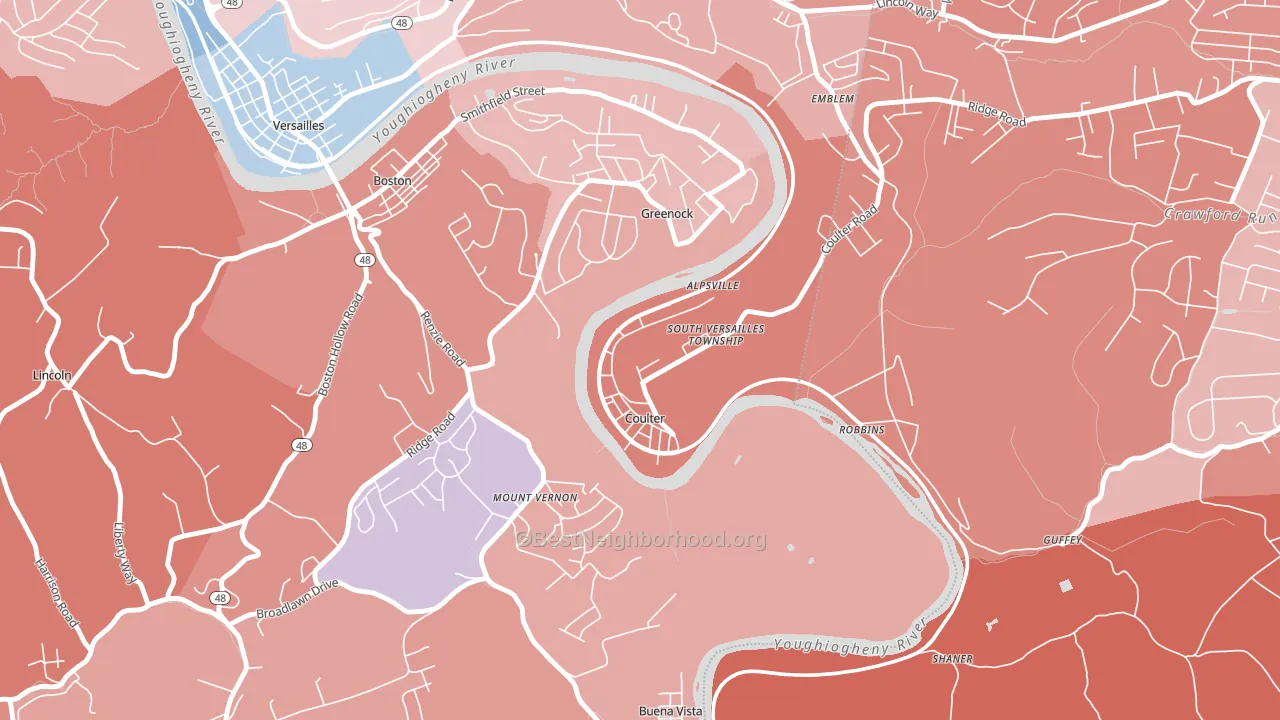 Coulters, PA block-group political-lean map