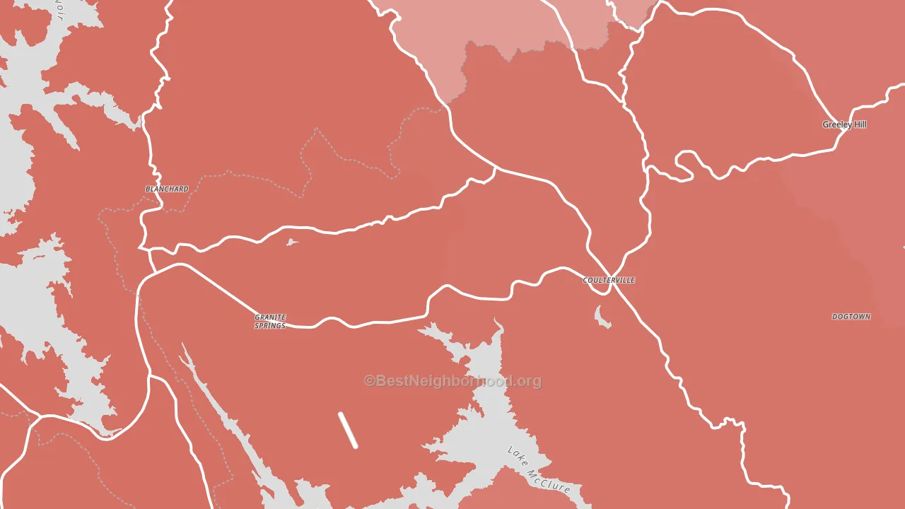 Coulterville, CA block-group political-lean map