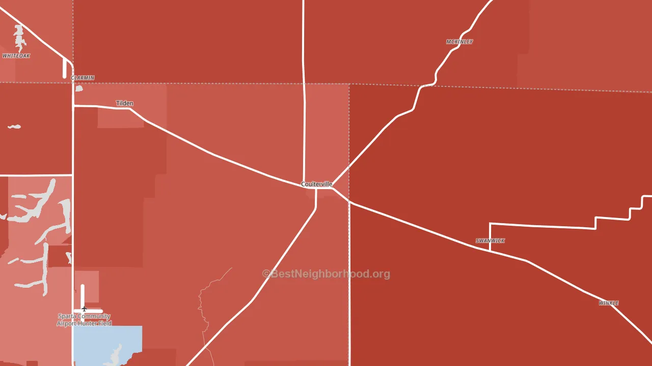 Coulterville, IL block-group political-lean map