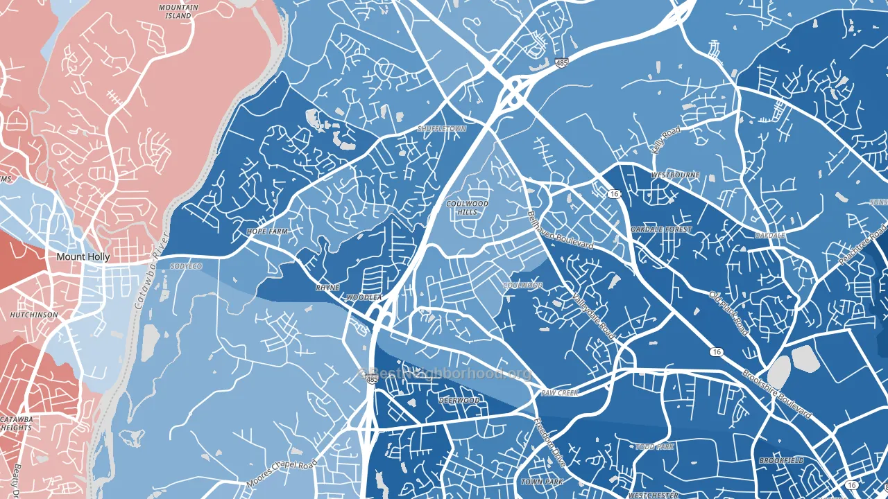 Coulwood West, Charlotte, NC block-group political-lean map