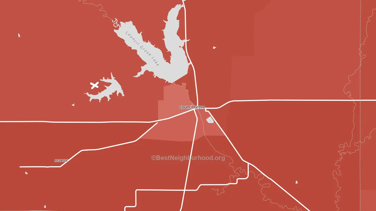 Council Grove, KS block-group political-lean map