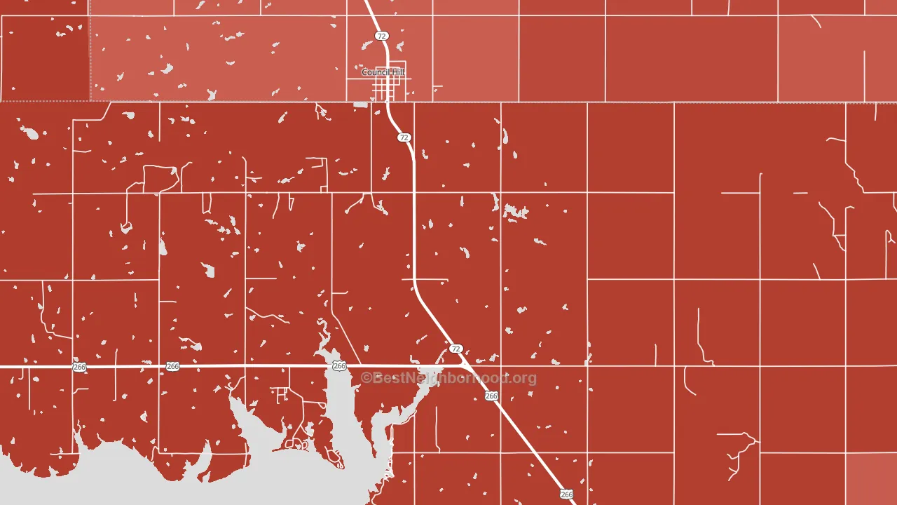 Council Hill, OK block-group political-lean map